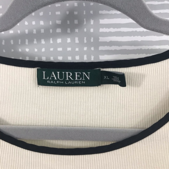 Lauren Ralph Lauren Rib Knit Cap Sleeve Tee - Picture 3 of 4